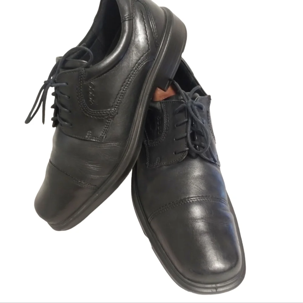 Ecco Helsinki Oxford Men's EUR 44 US 10-10.5 Black Leather Cap Toe Lace Up Shoes